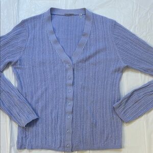 Ellie Tahari linen blend light weight purple cardigan sweater M